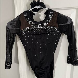 GK Black and Brown Leotard with Rhinestones